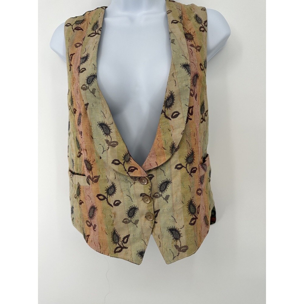 ANA MORI Vintage 1980.s Multi Color Vest size Large floral lining made USA